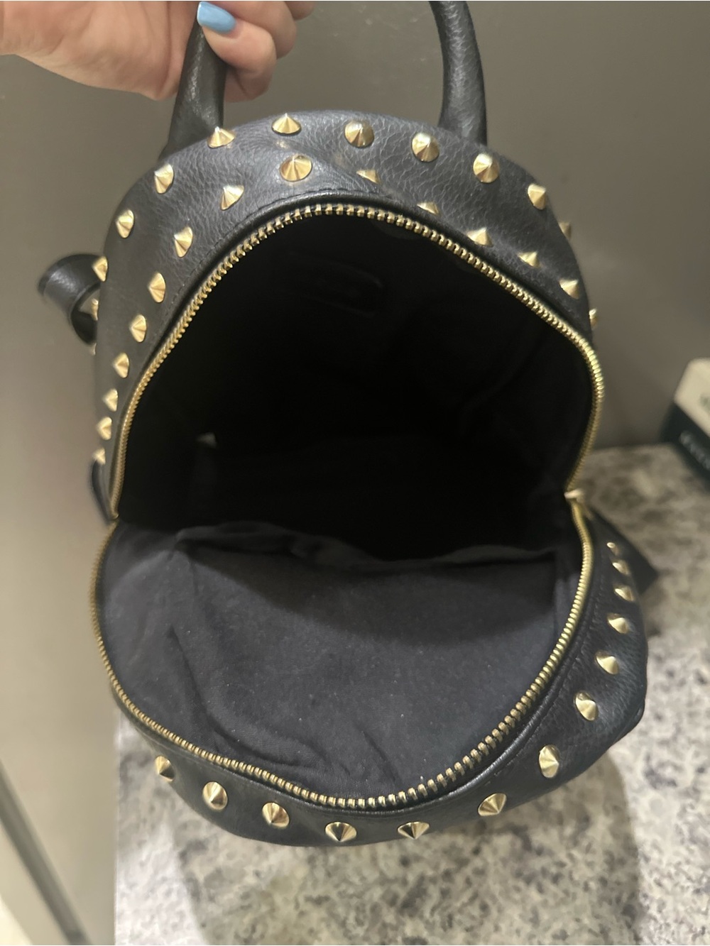 Bebe Black Mini Studded Backpack - Fashion Women's Bag Purse - Picture 8 of 11